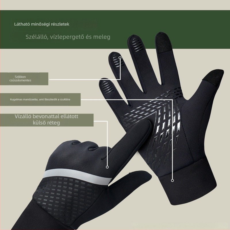 Sí kesztyűk felnőtt uniszex (szélálló; hidegálló; érintőképernyő-kompatibilis; vastag és meleg poliészter)