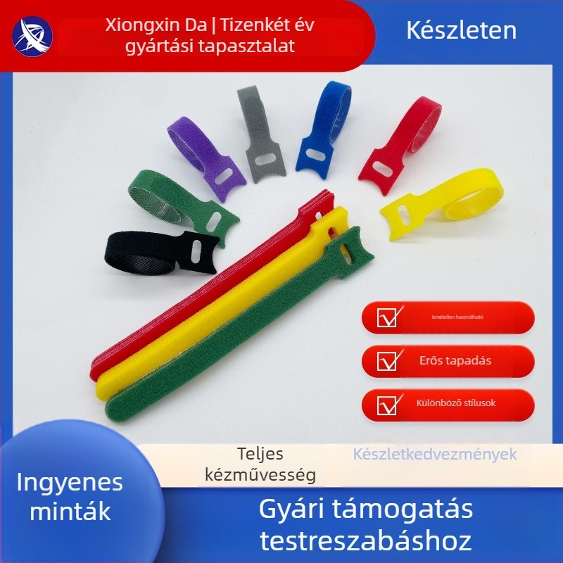 Kétoldalas Velcro kábelkötegelők, nylonból, nylon+poliészter keverék, kábelek rendezésére