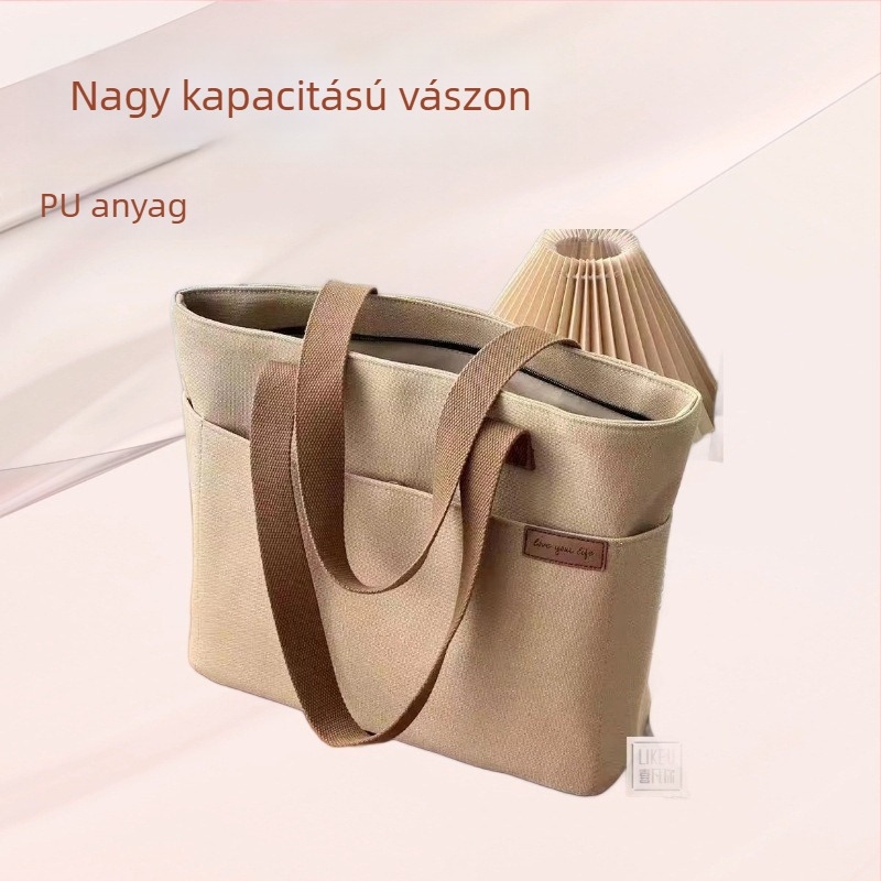 Uniszex PU Tote táska vászon béléssel, 2024 tavasz