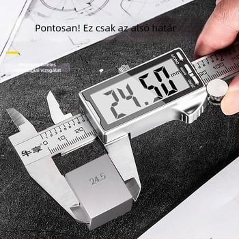 Digitális tolómérő karbonszálas kivitelezéssel, rozsdamentes acél test, ipari kategória, nagy pontosságú elektronikus kijelző