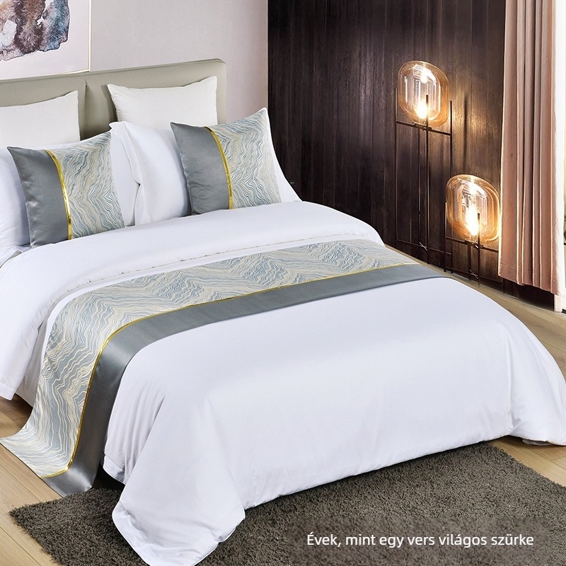 Ágyvégi kendő és párna – modern minimalista stílus, geometriai absztrakt minta, hotel-stílus, testreszabás elérhető, első osztályú minőség