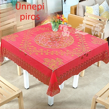 PVC négyszögletes asztalterítő, új kínai stílusban, vastag és vízálló, konferencia- és irodai asztalokhoz (PVC, négyszögletes, vastag, vízálló)