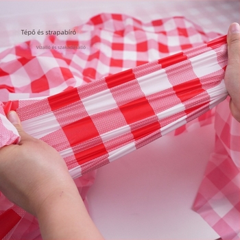 Jinshun egyszer használatos asztalterítő - PEVA, kockás minta, négyszögletes forma, vastagság 0,03 mm