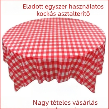 Egyszer használatos asztalterítő, műanyag (PE/polyethylene), kockás minta (plaid), téglalap alakú, INS stílus, márka Qi lu