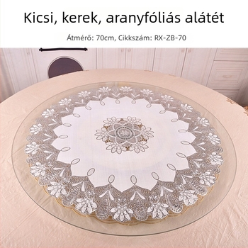 Európai stílusú PVC terítő aranyozott mintával, olajálló, kerek, szállodai használatra, 70 cm átmérő, klasszikus európai dizájn