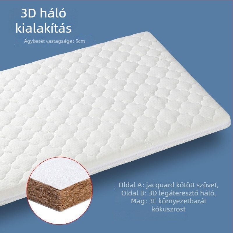 Baba matrac 3E kókuszrosttal, 100% pamut huzattal, 0,9 m ágyhoz, csecsemők és gyermekek számára