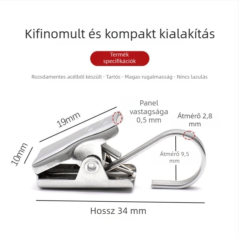 Függönyklipsz kampó gyűrűvel — Típus: Függönyklipsz; Márka: Unique; Stílus: Modern egyszerűség; Anyag: Más