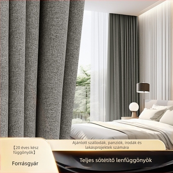 Poliészter sötétítő függönyök japán stílusban, fa erezetes mintával hotel- és apartmanhasználatra; hőszigetelés és napvédő védelem, warp knitting technológiával, kész a felszerelésre