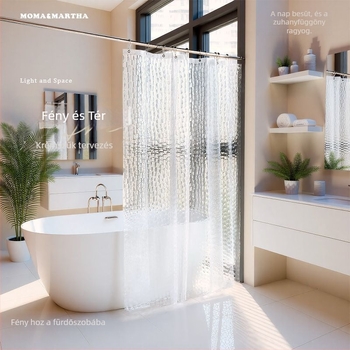 Zuhanyfüggöny 3D Water Cube dizájn, átlátszó EVA anyag, vízálló és penészmentes, kristályrács mintázat