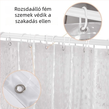 Zuhanyfüggöny 3D Water Cube dizájn, átlátszó EVA anyag, vízálló és penészmentes, kristályrács mintázat