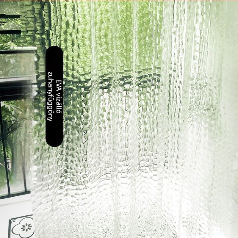 Zuhanyfüggöny 3D Water Cube dizájn, átlátszó EVA anyag, vízálló és penészmentes, kristályrács mintázat