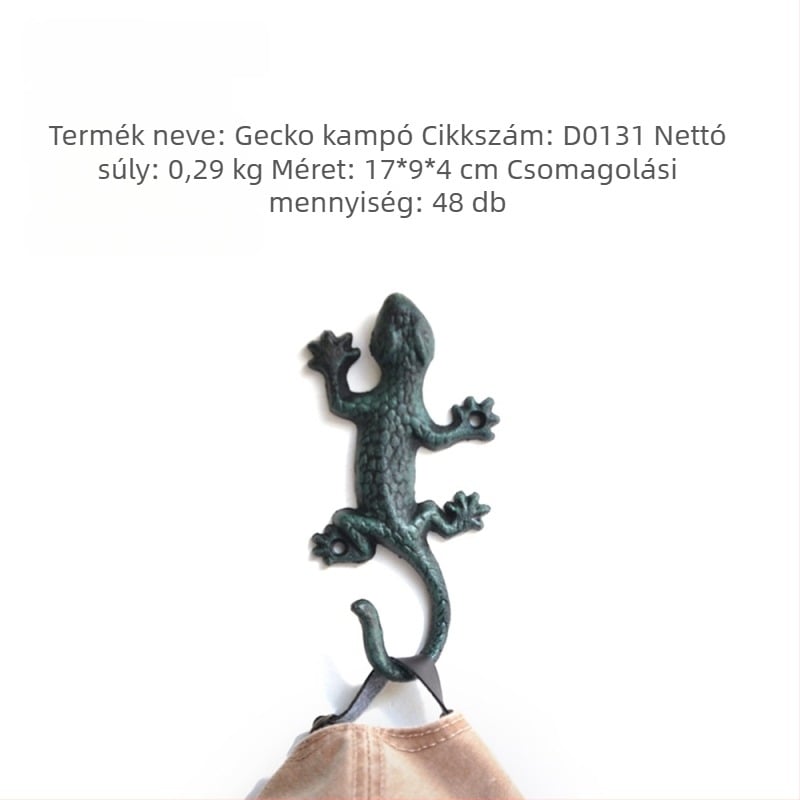 Yicheng kovácsoltvas Gecko horog - Egyenes horog, 30 kg teher, kert/függöny