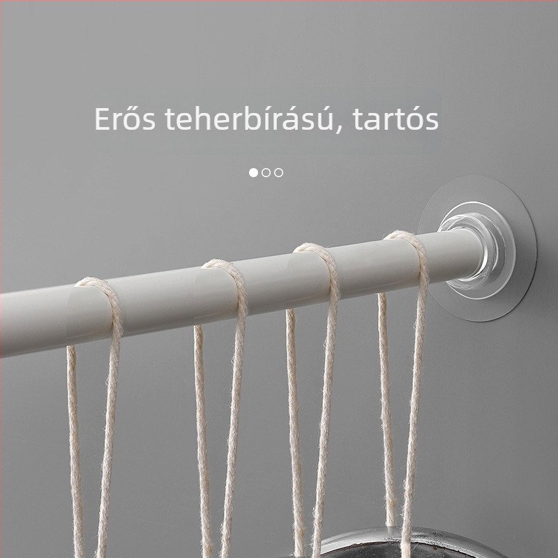 Ragasztós teleszkópos rúd tartó konzol függönyhöz és törölközőhöz, PS anyag, 2 kg teherbírás, modern minimál stílus, 4 darabos készlet