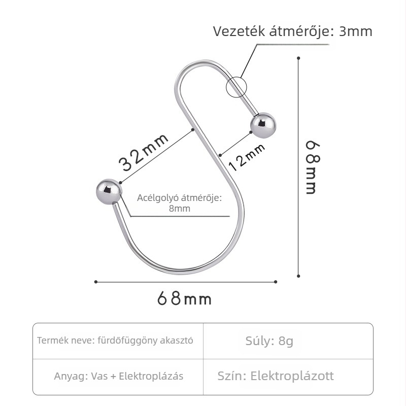 S-alakú vasfüggönyakasztó, egyszemélyes, könnyű luxus stílus, teherbírás 3–5 kg
