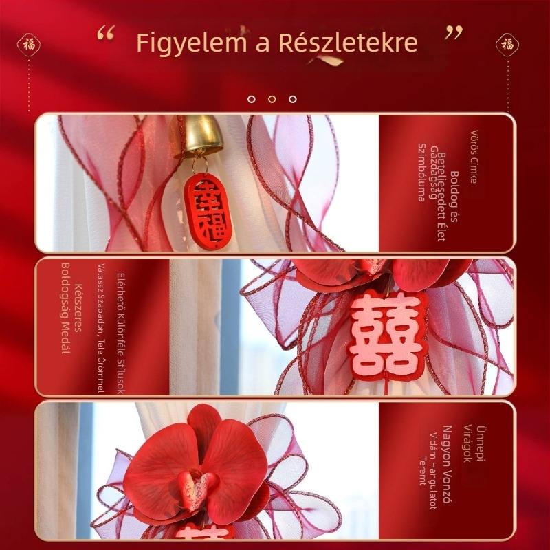 Esküvői szobadekor: művirágos függöny-girland és dupla boldogság medál, márka Lock Beauty Home, nem importált, kategória: boldog szavak