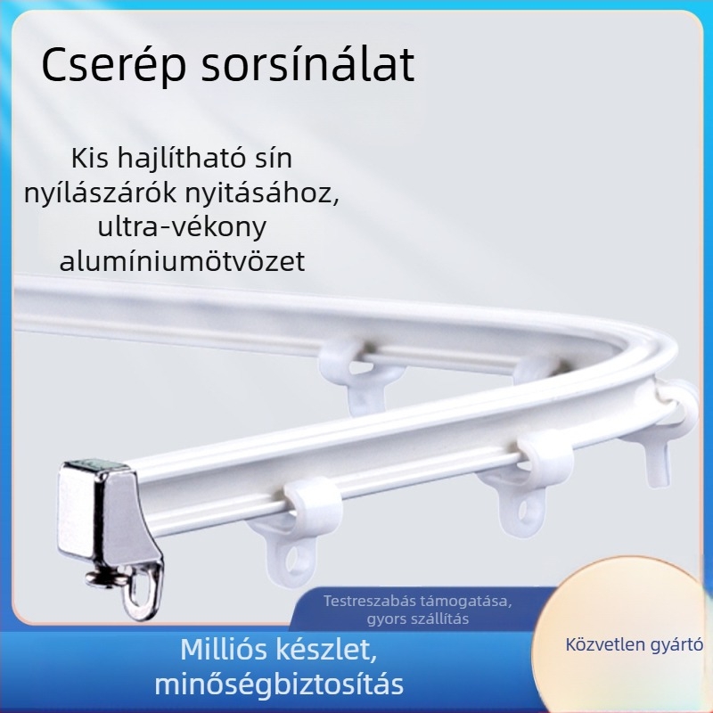 Baijuyi Alumínium ívelt függönyvezető rendszer – felső vagy oldalsó szerelés, egy- vagy dupla pálya, testreszabható