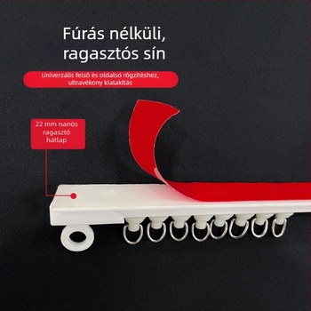 Fúrás nélküli ragasztó függöny sín, hangtalan görgővel, oldalsó és felső szerelés | Luochun, gyanta, testreszabható, modern stílus