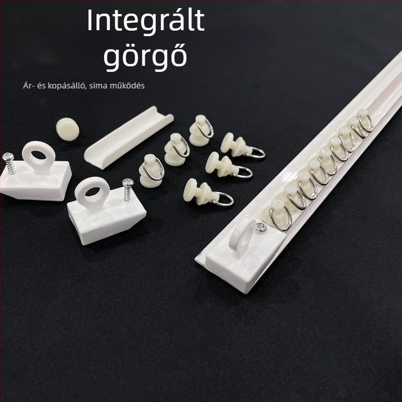 Fúrás nélküli ragasztó függöny sín, hangtalan görgővel, oldalsó és felső szerelés | Luochun, gyanta, testreszabható, modern stílus