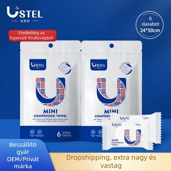 USTEL Egyszer használatos tömörített arctörölköző – nemszövött anyag, ≥50 g, 6 db/csomag, 288 csomag/doboz