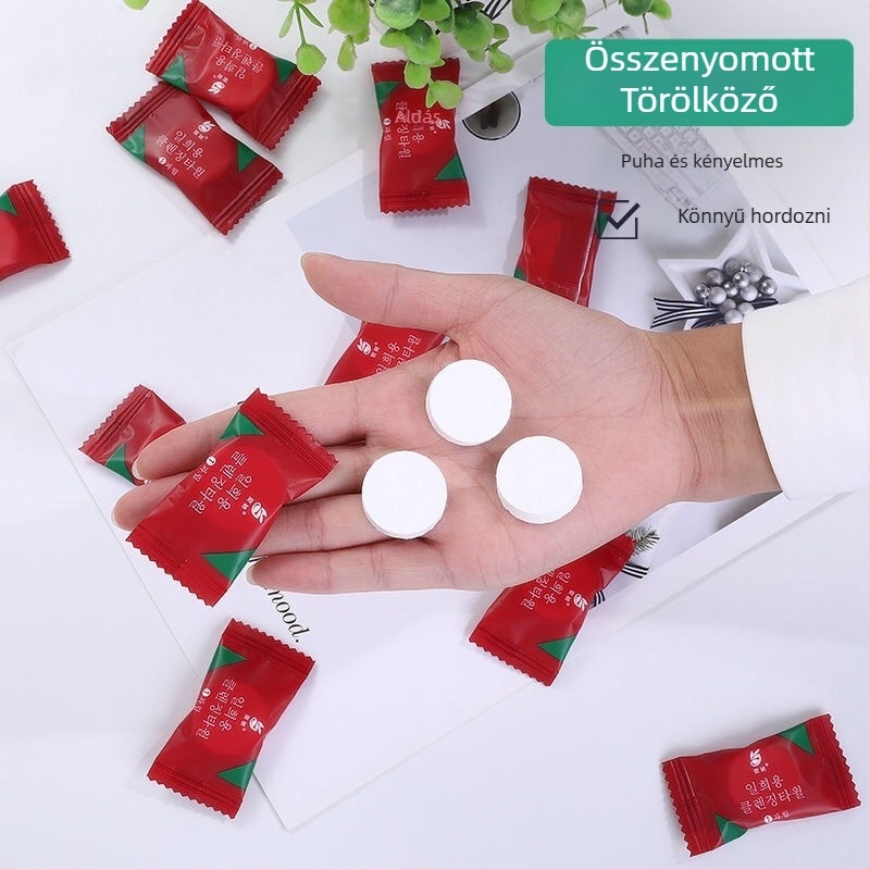 Egyszer használatos tömörített arctörölköző, nemszövött anyagból, megvastagított, utazásokhoz