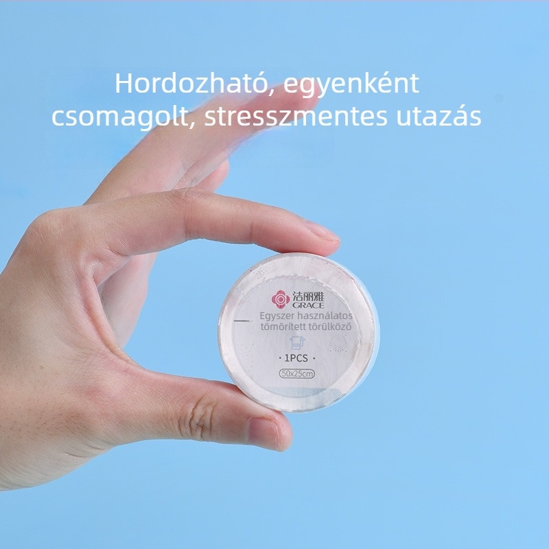 Egyszeri használatú összenyomható arctörölköző növényi rostból, több mint 50 g, Grace/Jielia márka, utazáshoz és szállodákhoz, hordozható négyszögletes törölköző