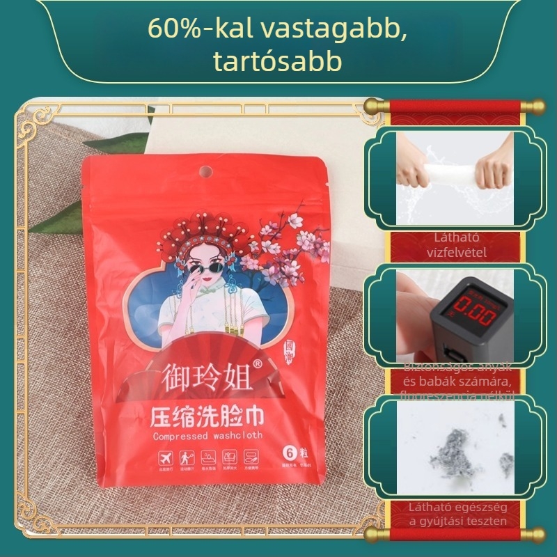 Egyszer használatos tömörített arctörlő — viszkóz rost, 100% növényi rostok; 50 g+; Sister Yuling; sminklemosás