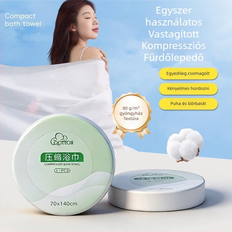 Kompreszált egyszer használatos fürdőlepedő – Bambusz rost, 50 g+, Márka Strange Cotton