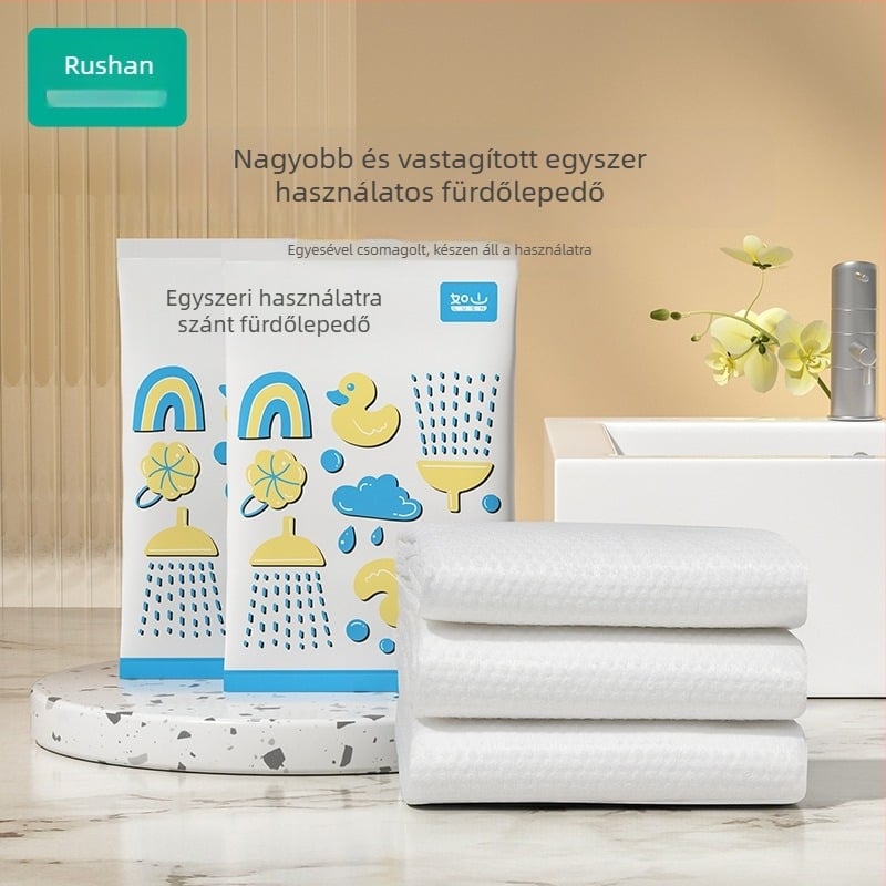 Egyszer használatos babafürdő törölköző, újszülötteknek és gyerekeknek, egyedi csomagolásban, vastagabb és nagyobb, rostanyagból.