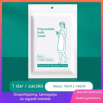 Egyszer használatos fürdőlepedő személyre szabott logóval, növényi rostokból, egyenként csomagolt, sima szövésű anyag, vízfelvétel 11–15 s