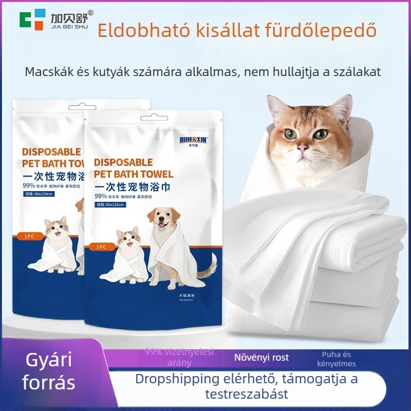 Egyszer használatos háziállat fürdő törölköző, nedvszívó és gyorsan száradó, nagy méretű kutyák és macskák számára