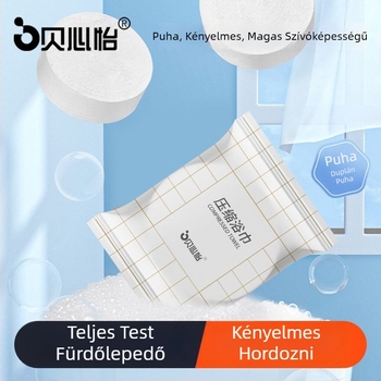 Beixinyi Kockás Egyszerhasználatos Kompresszált Fürdő Törölköző - Növényi rostból, Vízfelvétel 0-5 s