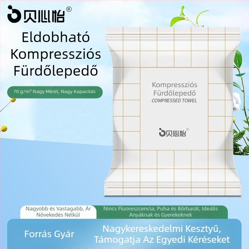 Beixinyi Kockás Egyszerhasználatos Kompresszált Fürdő Törölköző - Növényi rostból, Vízfelvétel 0-5 s