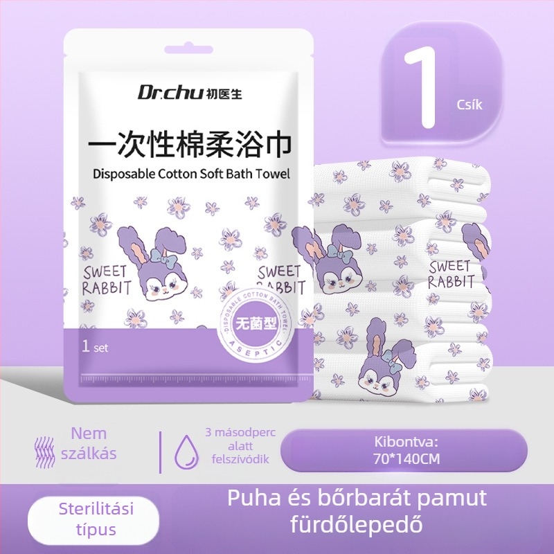 Egyszer használatos fürdőlepedő – nem szőtt anyag, egyedileg csomagolt, tömörített, megvastagodott, hordozható utazáshoz