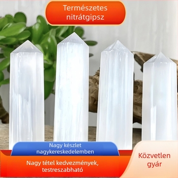 Gipsz kristályos oszlopok, hexagonális alak, átlátszó, egyetlen csúccsal