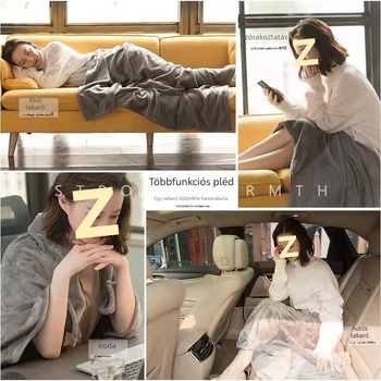 Irodai szundikáló törölköző pléd – könnyű flanel/polietészter, csíkos vagy egyszínű minta, egész éves használatra, kínai stílus