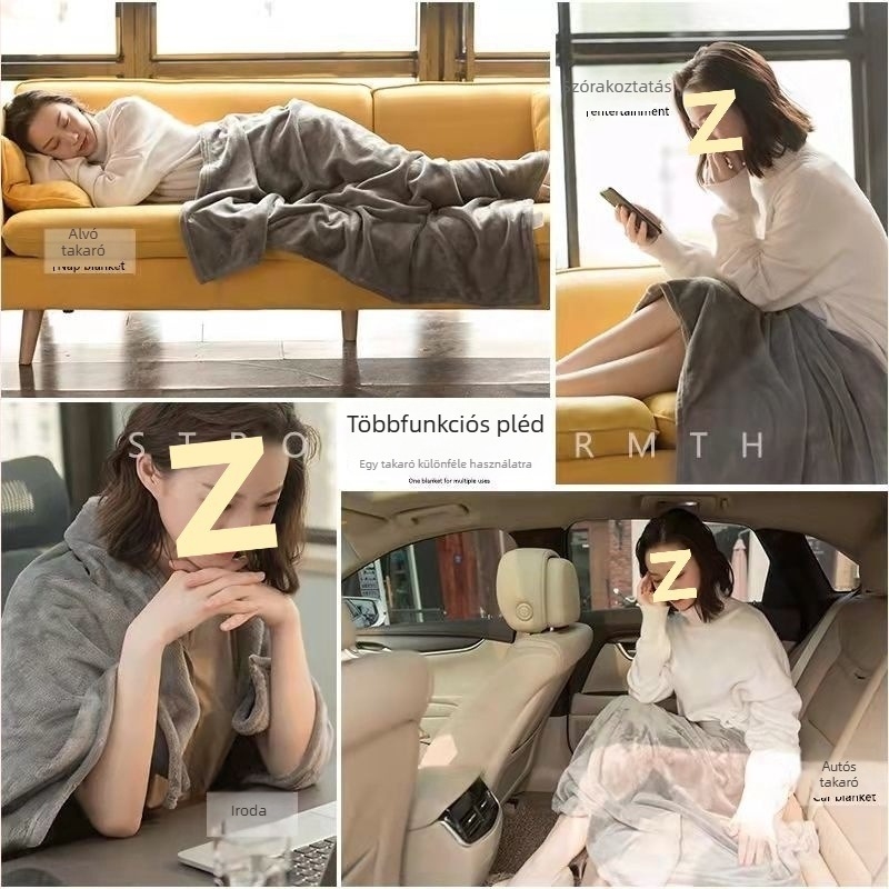 Irodai szundikáló törölköző pléd – könnyű flanel/polietészter, csíkos vagy egyszínű minta, egész éves használatra, kínai stílus