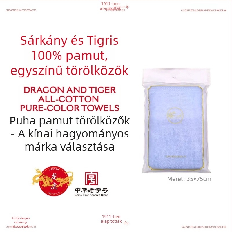 Dragon and Tiger pamut arc törölköző, nedvszívó (50–80 g)