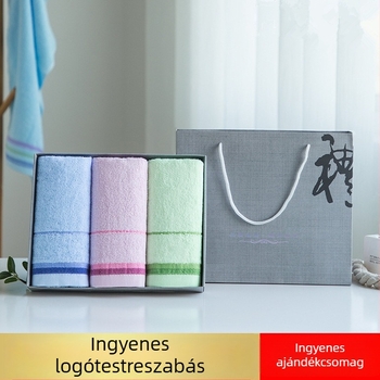 Bambuszrost törölközők, 3 darabos ajándék készlet, egyedi logó hímzés (Egyszeres fonal, Egyszerű szövés, 80 g)