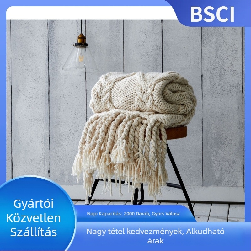 Akril pléd, 1500–1999 g, testreszabható, első osztály, modern minimalista stílus, tavasz–ősz használatra, licencelt magáncímke.