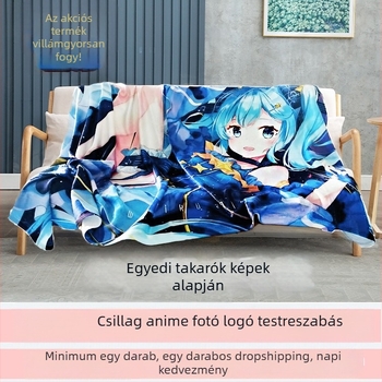 Könnyű flanel takaró digitális nyomtatással, animációs minta, 300 g alatt, ideális tavaszra és őszre