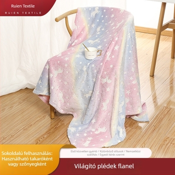Fénylő flanel pléd, 100% poliészter, egész éves használatra, modern minimalista stílus