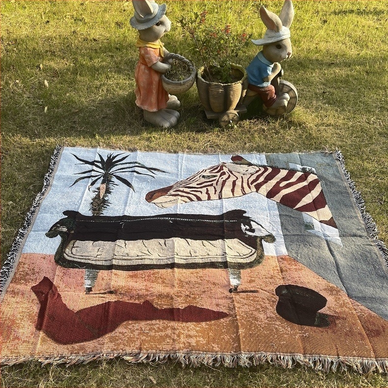 Pamut kötött pokróc aranyos mesefigurákkal, irodai pihenésre és kanapéra, egész éves használatra, súly 1,0–1,5 kg, testreszabható feldolgozás