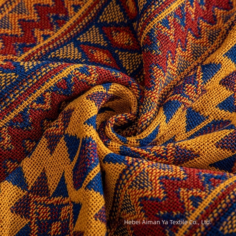 Kötött kétoldalas kanapé takaró geometriai mintával, pamut, 300–499 g, testreszabható, etnikus stílus