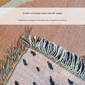 Kötött kanapé takaró, geometriai mintázat, nordic stílus, poliészter-pamut keverék, 800–999 g, minden szezonra