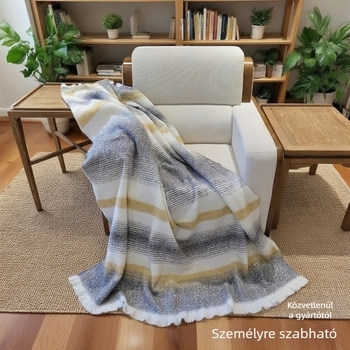 Skandináv kanapé takaró, 90% poliészter, 10% gyapjú, 730 g, tavasz–ősz, csíkos kötés, testreszabható