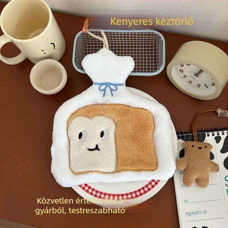Korall fleece kéztörlő akasztó dizájnnal; 150D; hímzett kivitel; rendkívül nedvszívó; súly >200 g