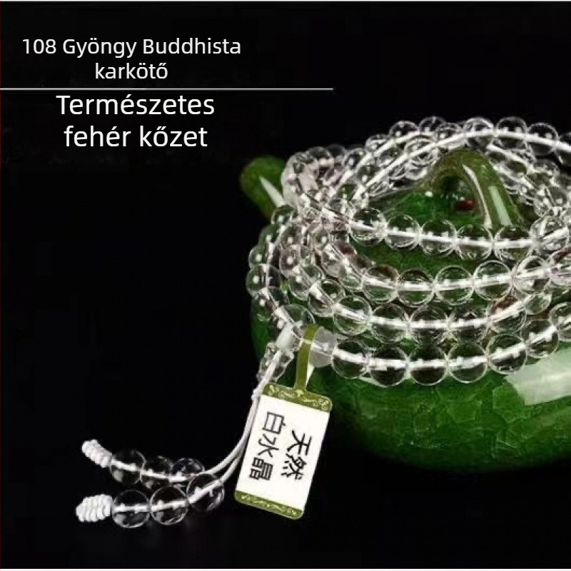 Nemi uniszex karkötő természetes kristályból, 108 gyöngy, 8A, kézműves, többszintű