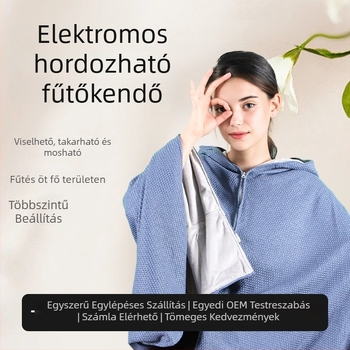 Grafén melegítő sál kapucnival, USB-üzemeltetésű, pamut-nitril keverék, súly 800–999 g