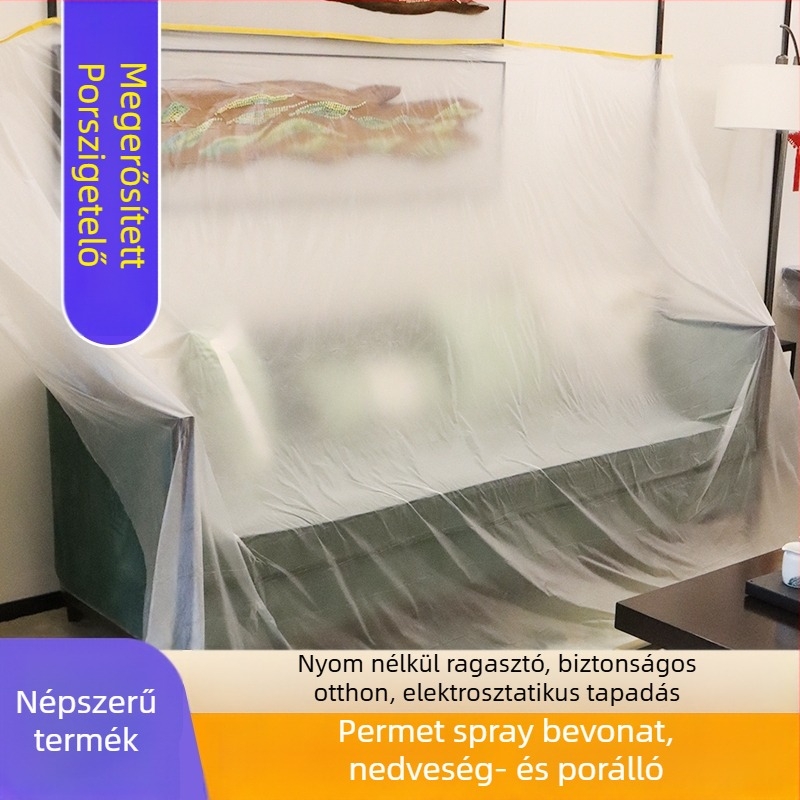 Vastagított porvédő műanyag fólia bútorok védelmére dekoráció közben, egyszer használatos