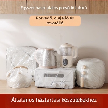 Egyszer használatos porvédő sapka háztartási készülékekhez; rugalmas PE műanyag, porálló, kompatibilis rizsfőzővel és mikrohullámú sütővel